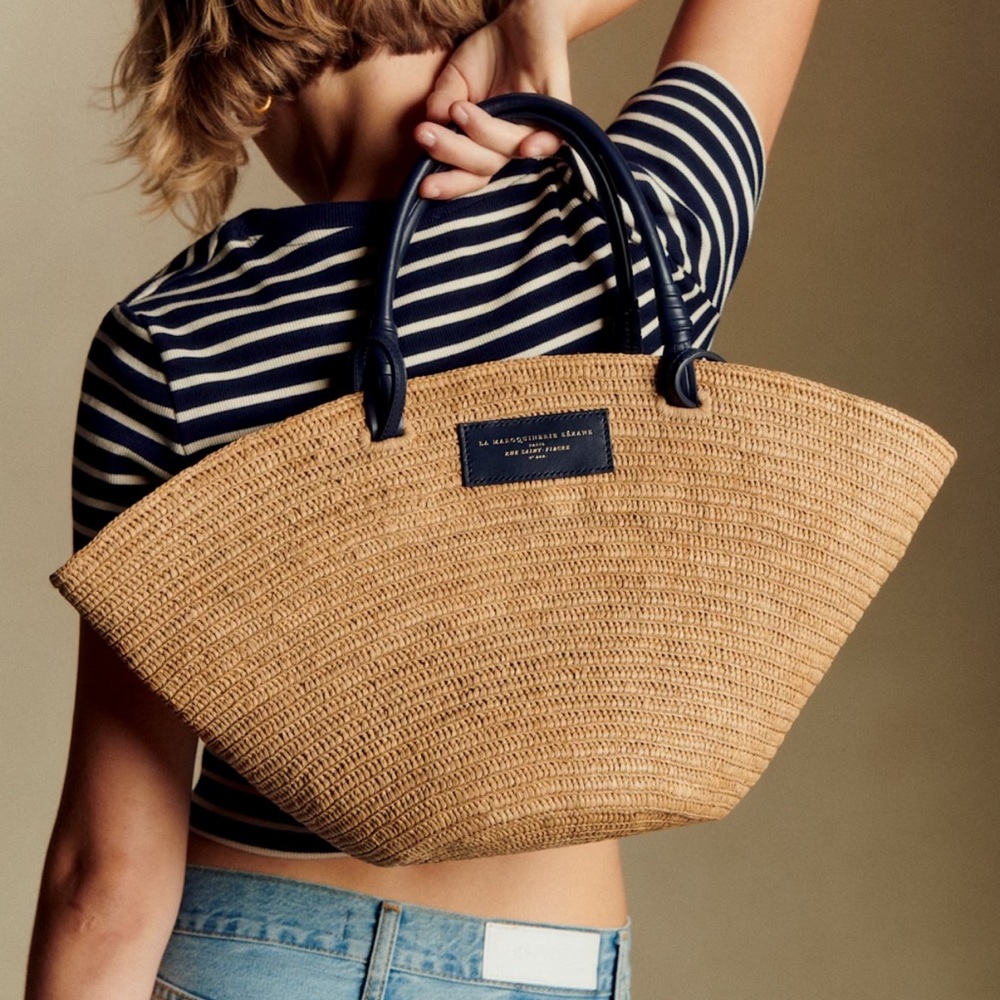 Sezane Justine Basket bag with navy - Picture 13 of 14